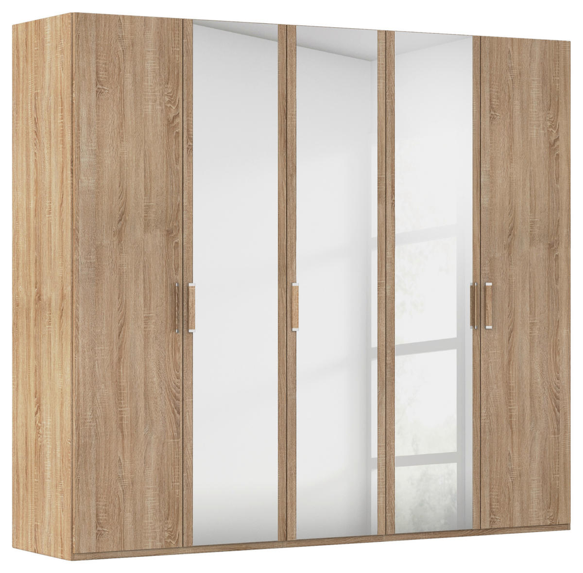 DREHTÜRENSCHRANK 251/223/60 cm,  in Sonoma Eiche, 5-türig  - Silberfarben/Sonoma Eiche, Design, Glas/Holzwerkstoff (251/223/60cm) - Novel