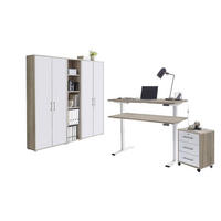 BÜRO erweiterbar, abschließbar Weiß, Sonoma Eiche - Weiß/Sonoma Eiche, MODERN, Holzwerkstoff/Metall - MID.YOU