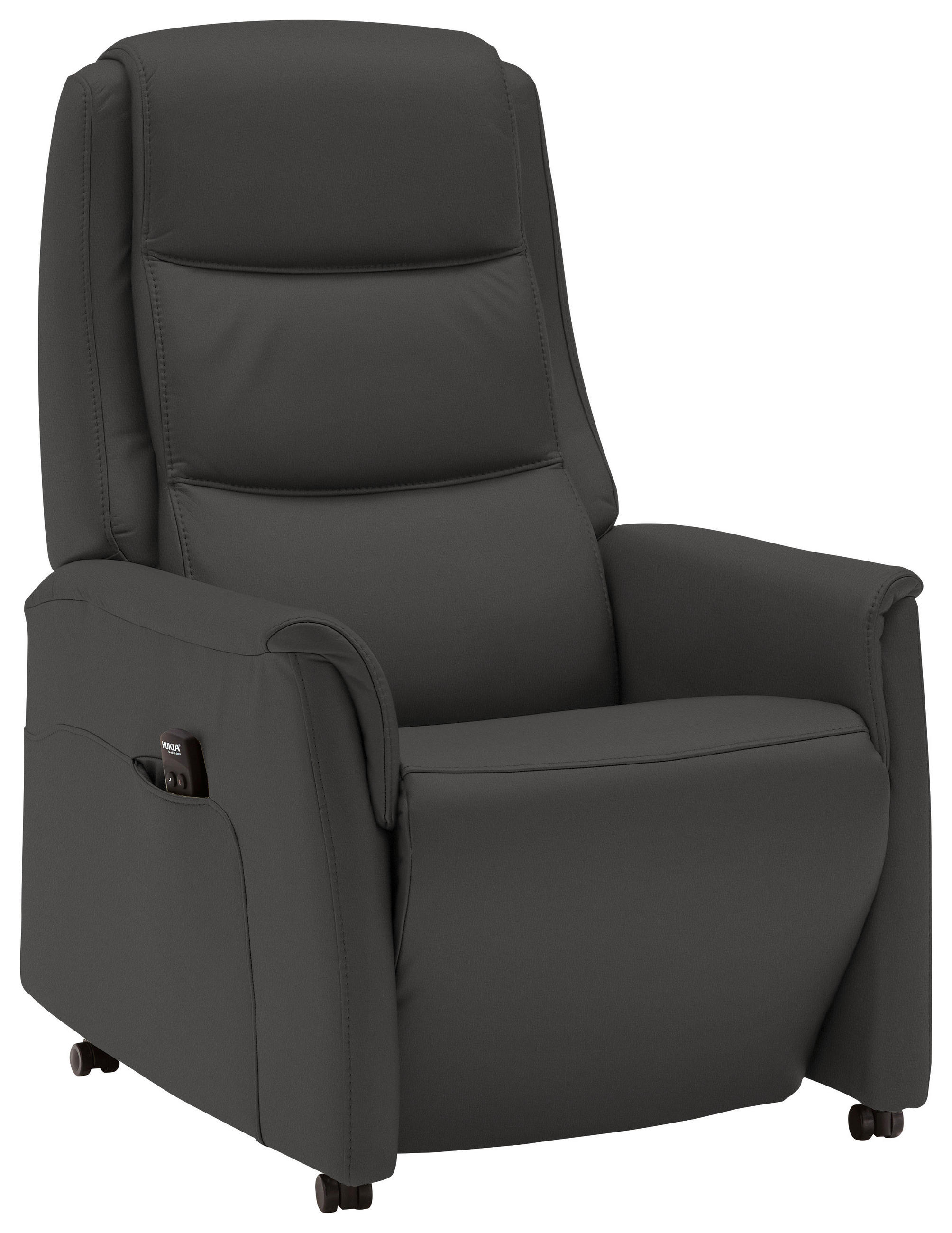 FERNSEHSESSEL in Dunkelgrau  - Dunkelgrau/Schwarz, KONVENTIONELL, Leder/Kunststoff (70/107/88cm) - Valdera