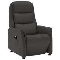 FERNSEHSESSEL  mit Relaxfunktion, Aufstehhilfe, Rücken echt Echtleder Dunkelgrau  - Dunkelgrau/Schwarz, KONVENTIONELL, Leder/Kunststoff (70/107/88cm) - Livetastic