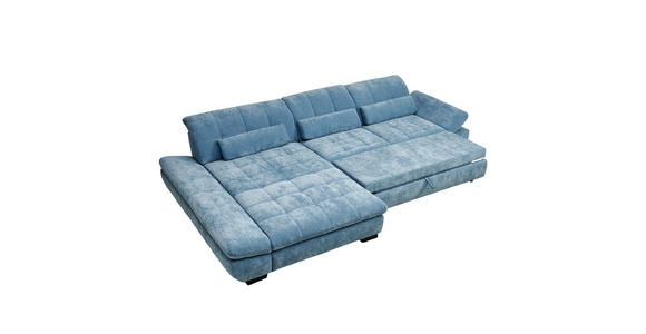 ECKSOFA  in Flachgewebe Pastellblau  204/341 cm  - Pastellblau/Schwarz, Design, Textil/Metall (204/341cm) - Xora