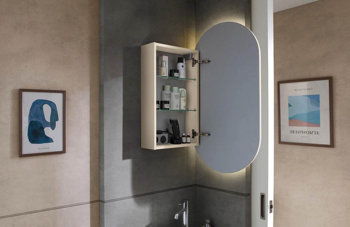 SPIEGELSCHRANK 45,1/90,1/14,5 cm  - Kaschmir, Natur, Glas/Holzwerkstoff (45,1/90,1/14,5cm) - Sadena