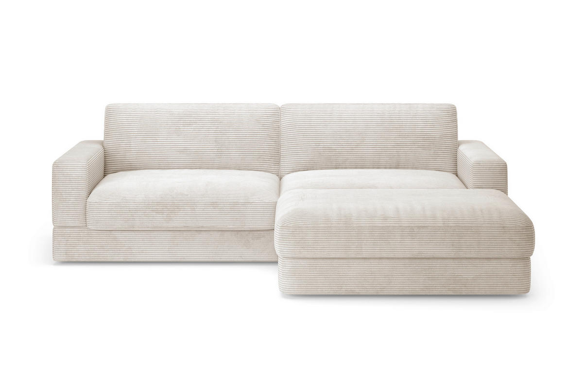 ECKSOFA FABIO E Creme Cord  - Creme/Schwarz, MODERN, Kunststoff/Textil (264/196cm) - Sit & More