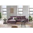 ECKSOFA in Velours Violett  - Violett/Schwarz, KONVENTIONELL, Holz/Textil (161/260cm) - Carryhome