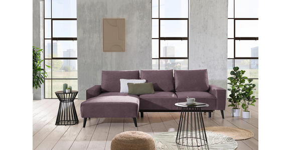 ECKSOFA in Velours Violett  - Violett/Schwarz, KONVENTIONELL, Holz/Textil (161/260cm) - Carryhome