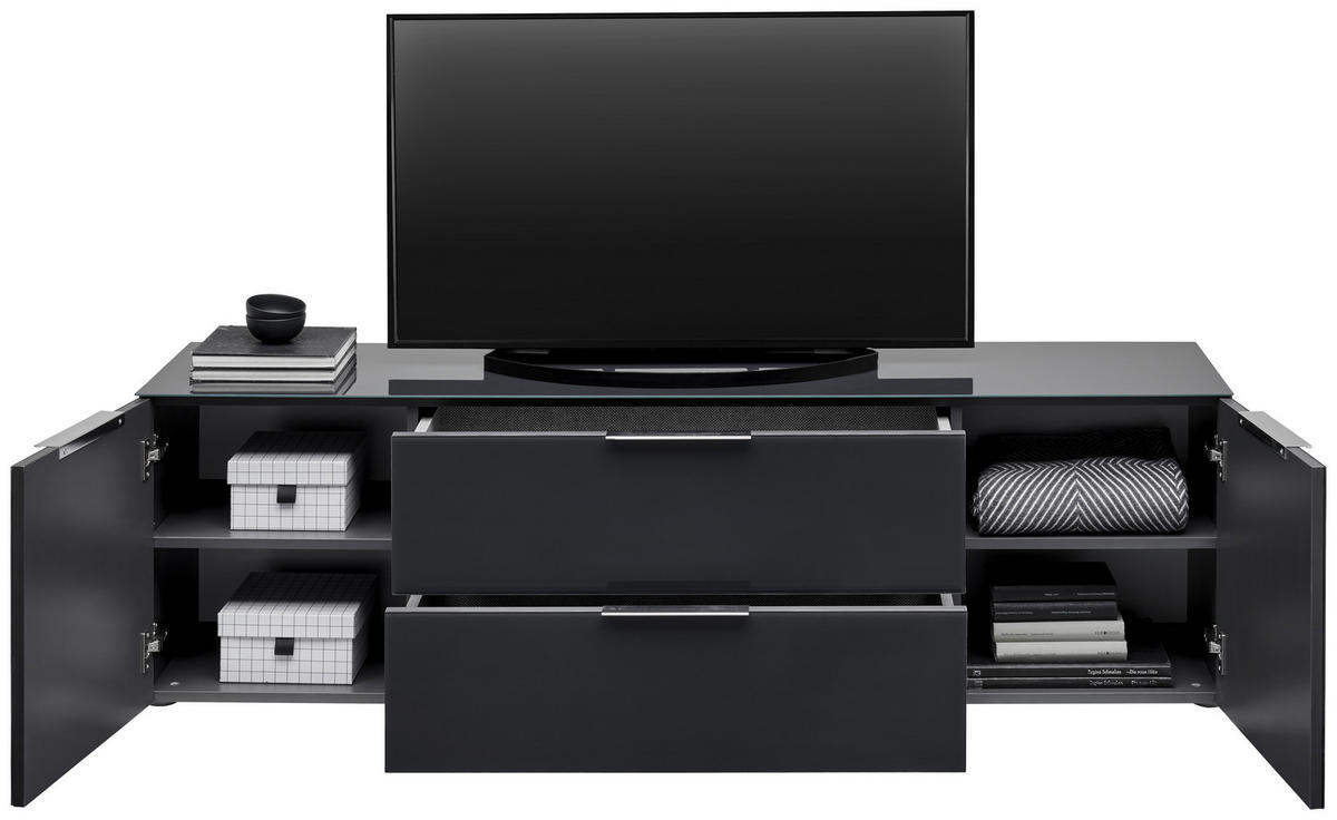 TV-BÄNK  i 180/54/40,5 cm  - aluminiumfärg/grå, Design, metall/trämaterial (180/54/40,5cm) - Voleo