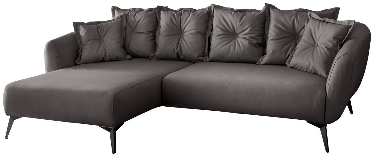 ECKSOFA Anthrazit Lederlook  - Anthrazit/Schwarz, MODERN, Textil/Metall (162/277cm) - Livetastic