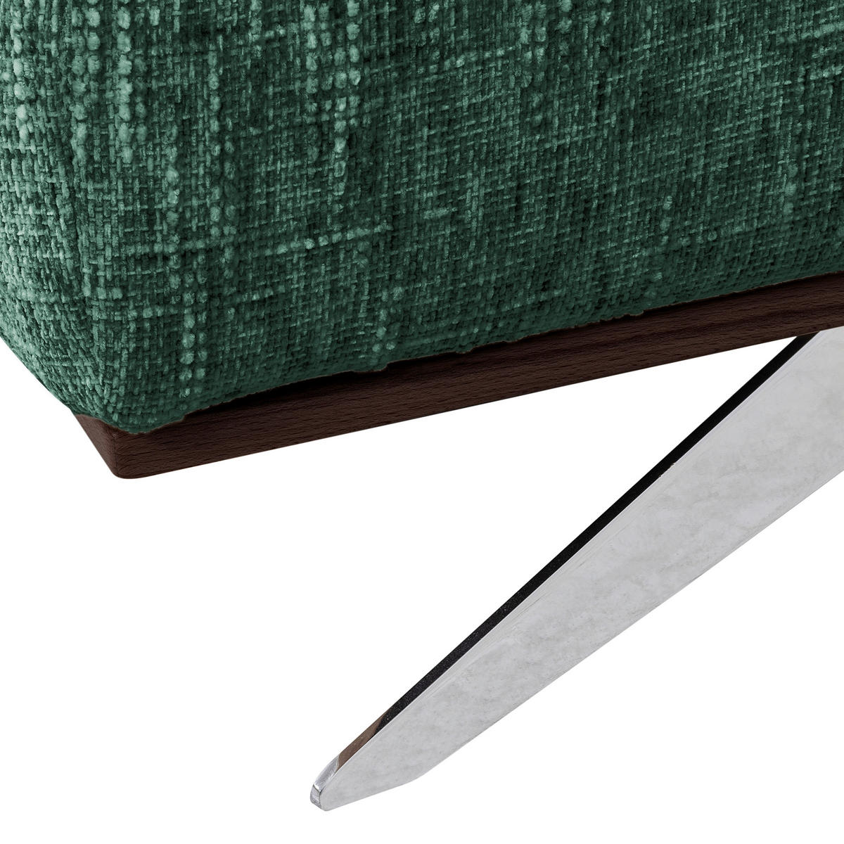 ECKSOFA PORTLAND in Struktur Grün Kopfteilverstellung  295/187 cm  - Chromfarben/Grün, Design, Holz/Textil (295/187cm) - Livetastic