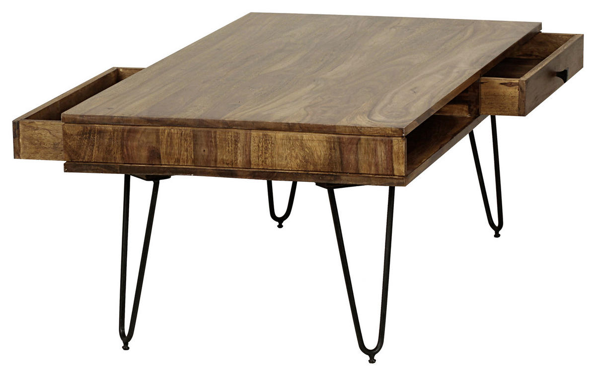 COUCHTISCH Sheesham massiv 117/60/40 cm rechteckig Sheeshamfarben  - Sheeshamfarben/Schwarz, Design, Holz/Metall (117/60/40cm) - MID.YOU