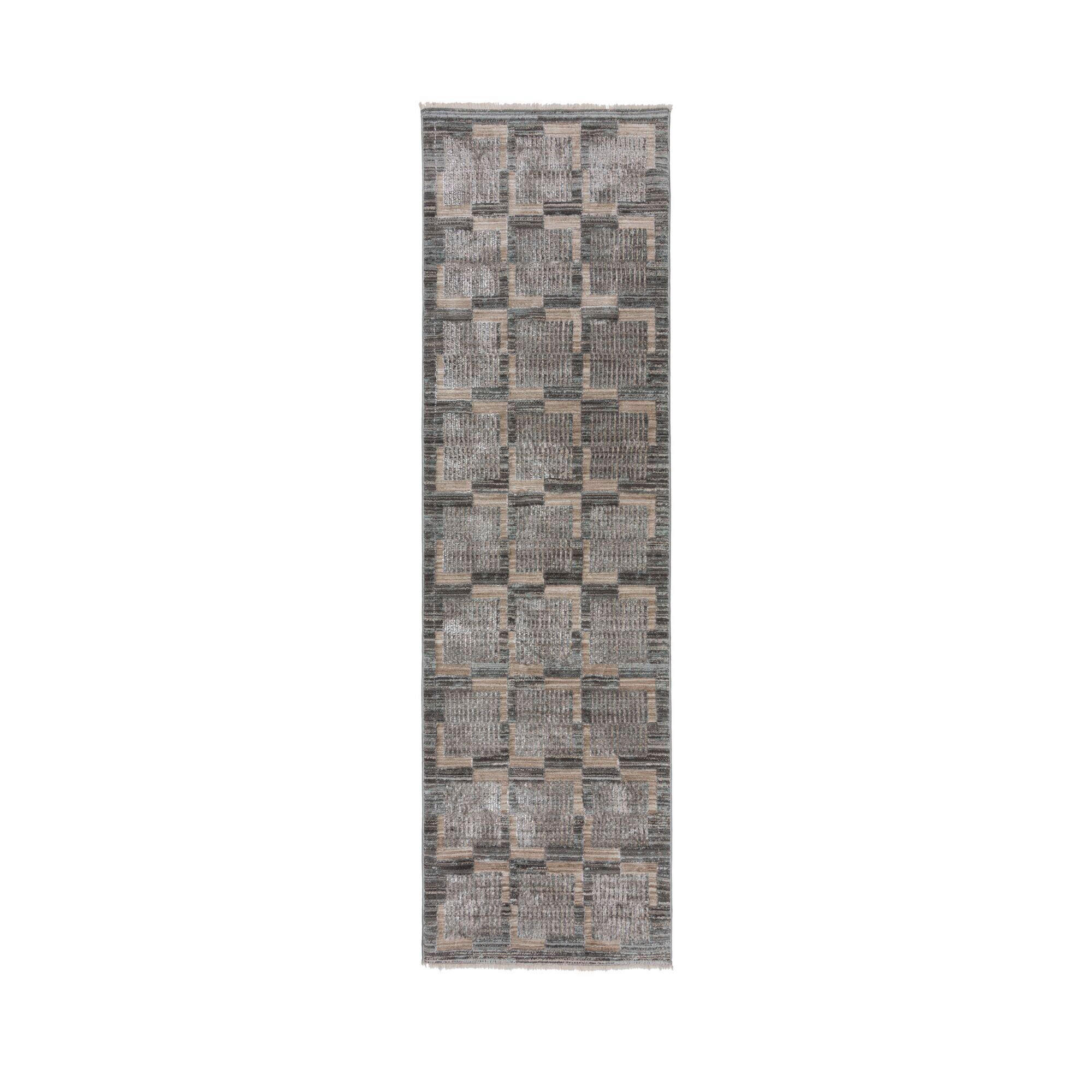 WEBTEPPICH 66/300 cm EVELYN BLOCKS Grau  - Grau, KONVENTIONELL, Kunststoff/Textil (66/300cm)