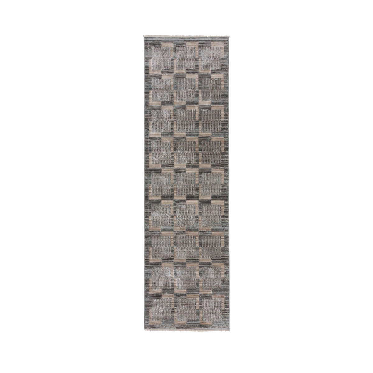WEBTEPPICH 66/240 cm EVELYN BLOCKS Grau  - Grau, KONVENTIONELL, Kunststoff/Textil (66/240cm)