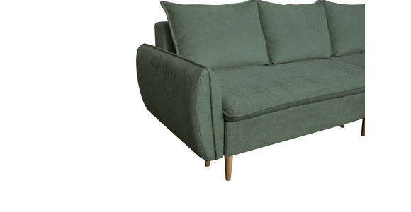 ECKSOFA Dunkelgrün Chenille - Dunkelgrün/Buchefarben, KONVENTIONELL, Holz/Textil (244/163cm) - Carryhome