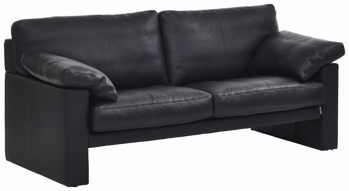 2-SITZER-SOFA Schwarz Echtleder  - Schwarz, Design, Leder (182/81-84/87cm) - Erpo