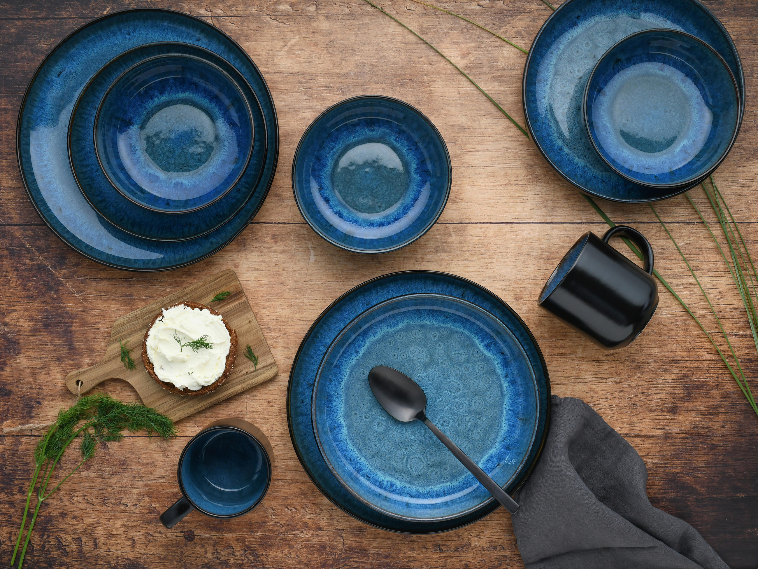 KOMBISERVICE 30-teilig  - Blau, Trend, Keramik (58/45/33null) - Creatable