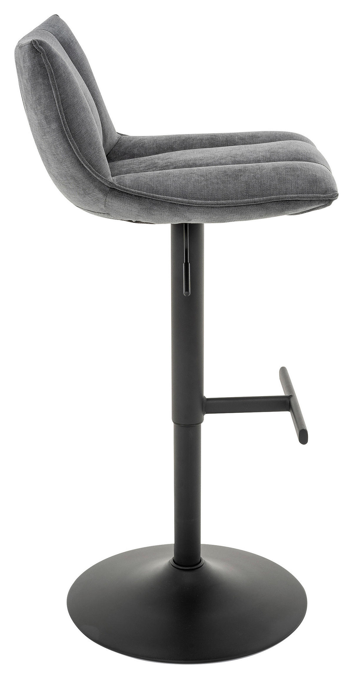 BARHOCKER Webstoff Grau, Schwarz Eisen Sitzfläche 360° drehbar  - Schwarz/Grau, MODERN, Textil/Metall (46/87-108/52cm) - MID.YOU