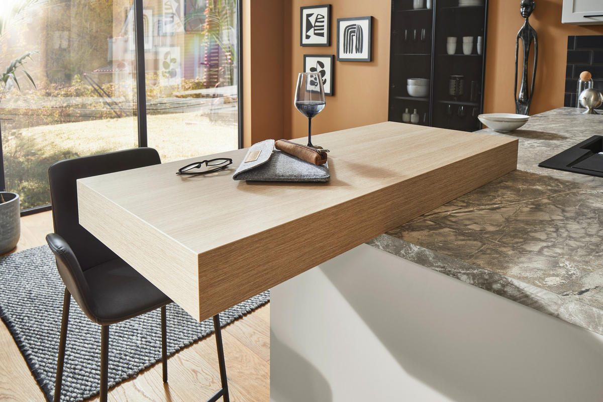EINBAUKÜCHE   - Platinfarben, Design, Holzwerkstoff - Dieter Knoll