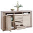 SIDEBOARD Hochglanz, lackiert Eichefarben, Grau - Eichefarben/Silberfarben, Design, Holzwerkstoff/Metall (159/88/44cm) - Ti`me