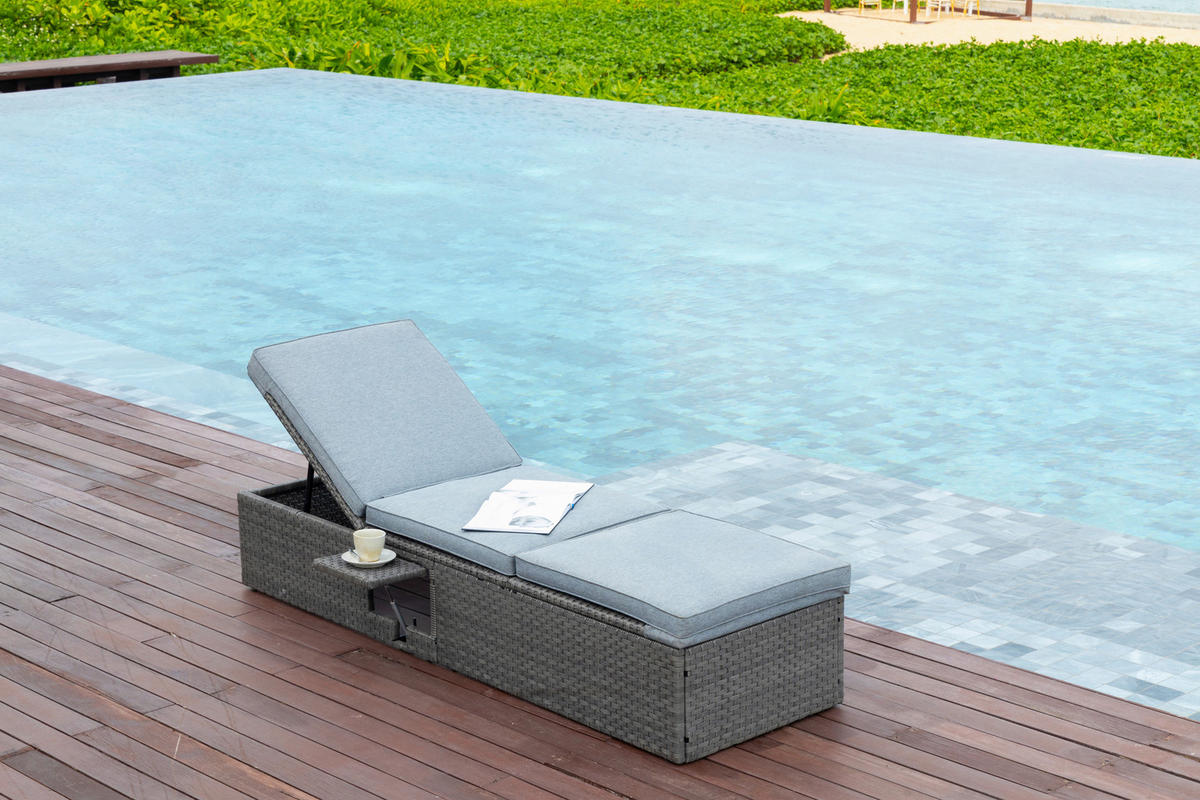 SONNENLIEGE 196.5/33.5/87.5/61 cm  - Grau, MODERN, Kunststoff/Textil (196.5/33.5/87.5/61cm) - Ambia Garden