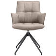 ARMLEHNSTUHL  in Eisen Mikrofaser  - Taupe/Schwarz, Design, Textil/Metall (59/89,5/63cm) - Novel