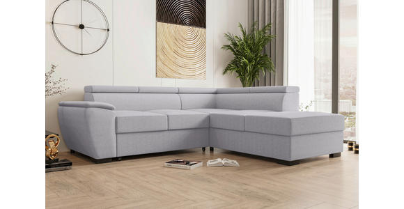 ECKSOFA  in Flachgewebe Grau  - Schwarz/Grau, KONVENTIONELL, Kunststoff/Textil (266/220cm) - Carryhome