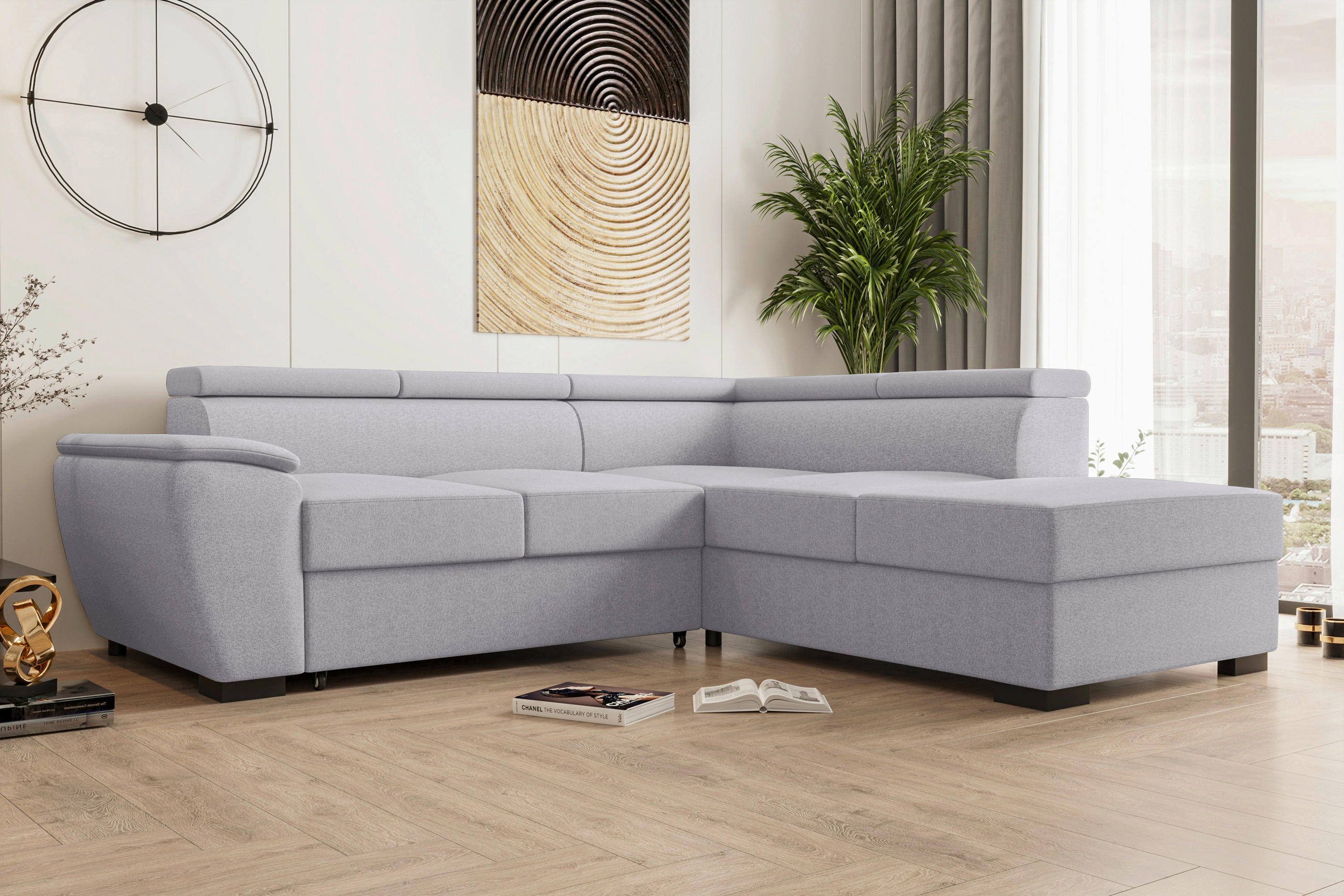 ECKSOFA Grau Flachgewebe  - Schwarz/Grau, KONVENTIONELL, Kunststoff/Textil (266/220cm) - Carryhome