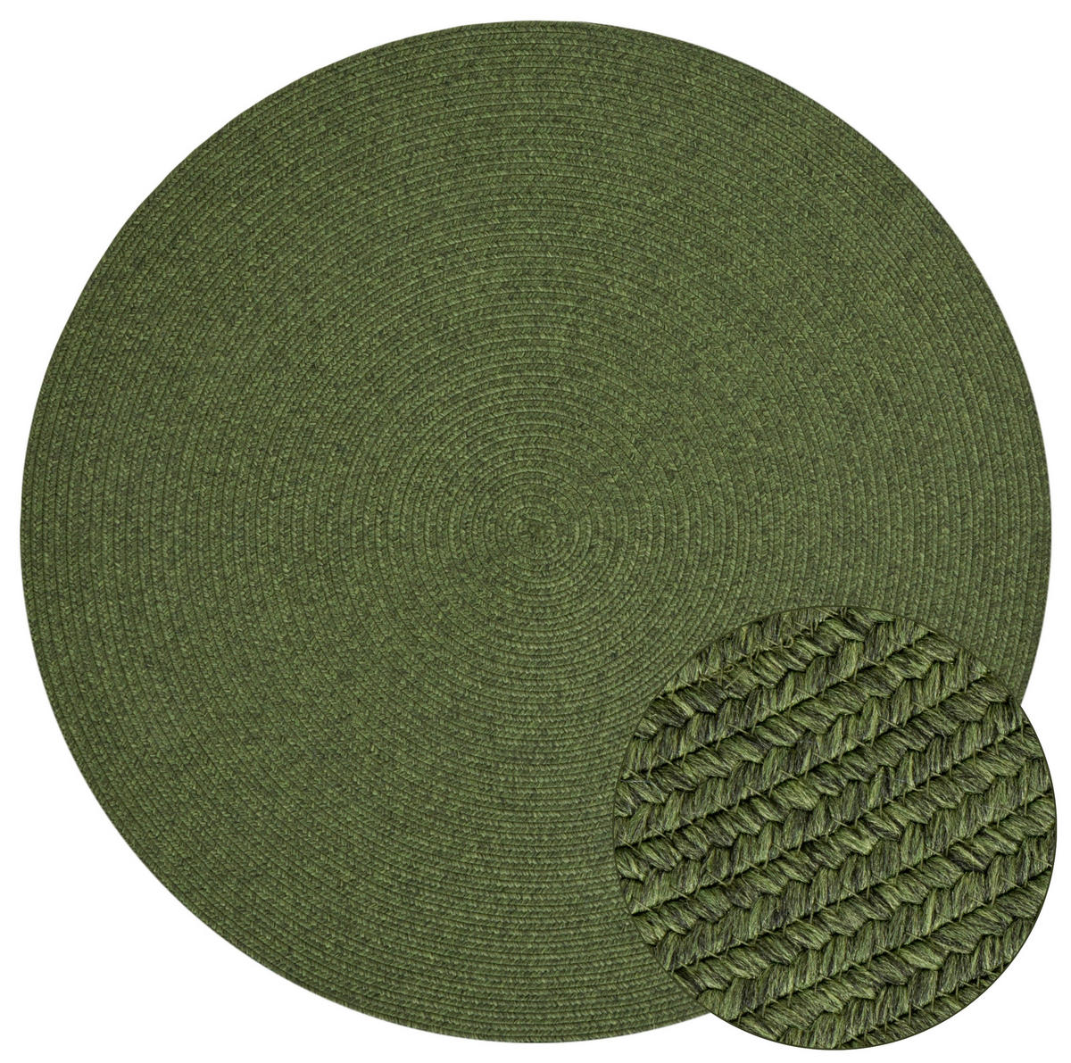 OUTDOORTEPPICH 200 cm Braided Smaragdgrün  - Smaragdgrün, Basics, Kunststoff (200cm)