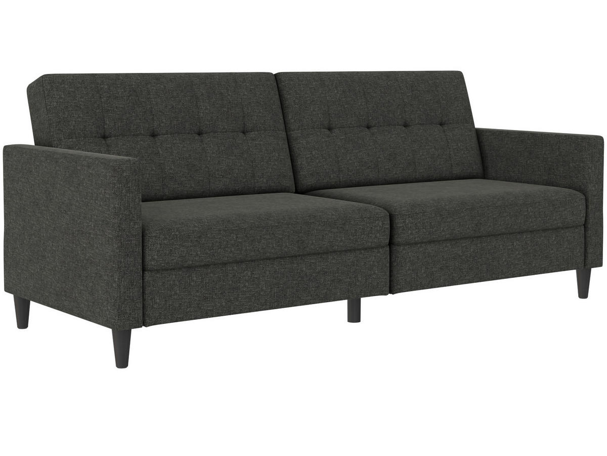 SCHLAFSOFA HANNOVER in Webstoff, Leinenoptik Anthrazit Vintage, Skandinavisch, Modern  - Anthrazit/Schwarz, Basics, Kunststoff/Textil (203/82/83cm) - Livetastic