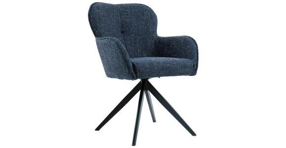 ARMLEHNSTUHL in Eisen Webstoff - Blau/Schwarz, Design, Textil/Metall (62/88/65cm) - Novel
