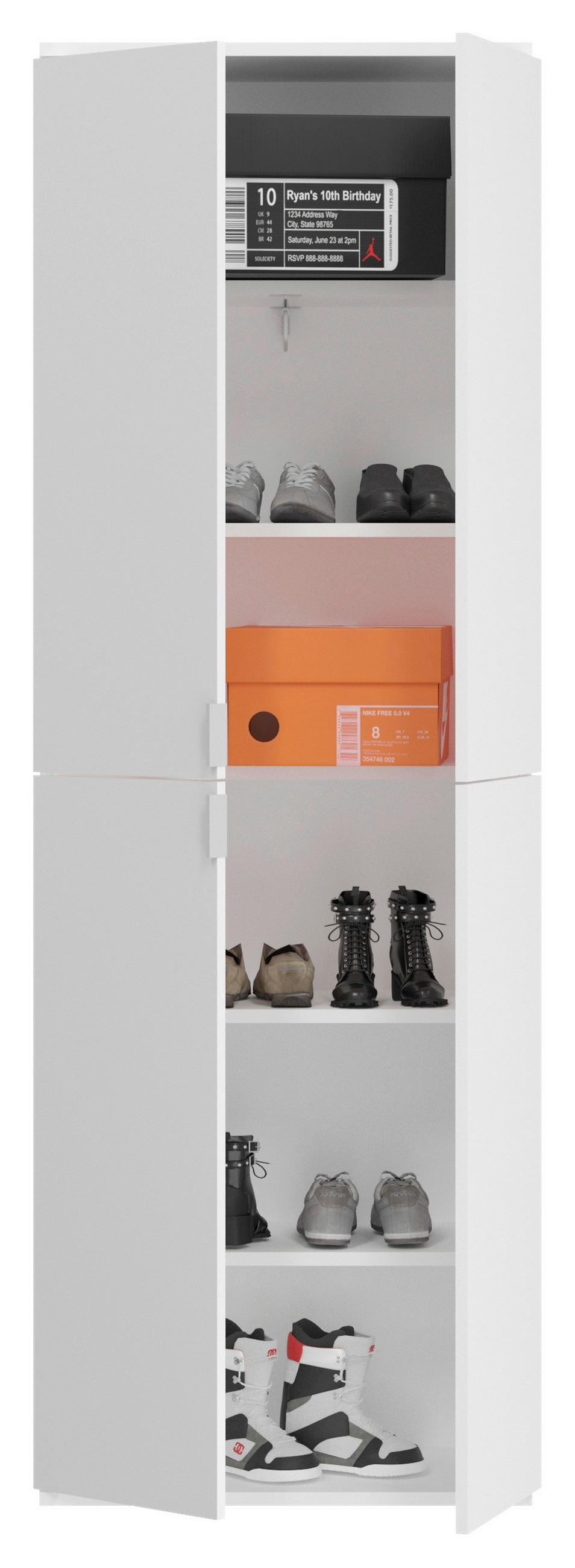 MEHRZWECKSCHRANK 65/193/37 cm  in Weiß  - Chromfarben/Weiß Hochglanz, MODERN, Holzwerkstoff/Metall (65/193/37cm) - MID.YOU
