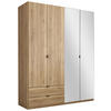 DREHTÜRENSCHRANK 180/225,5/57 cm 4-türig Eichefarben  - Eichefarben/Schwarz, KONVENTIONELL, Glas/Holzwerkstoff (180/225,5/57cm) - Xora