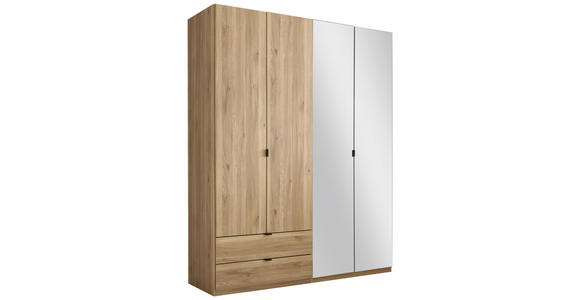 DREHTÜRENSCHRANK 180/225,5/57 cm 4-türig Eichefarben - Eichefarben/Schwarz, KONVENTIONELL, Glas/Holzwerkstoff (180/225,5/57cm) - Xora