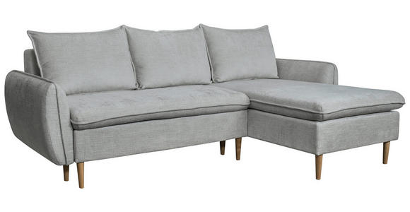 ECKSOFA Grau Chenille - Buchefarben/Grau, KONVENTIONELL, Holz/Textil (244/163cm) - Carryhome