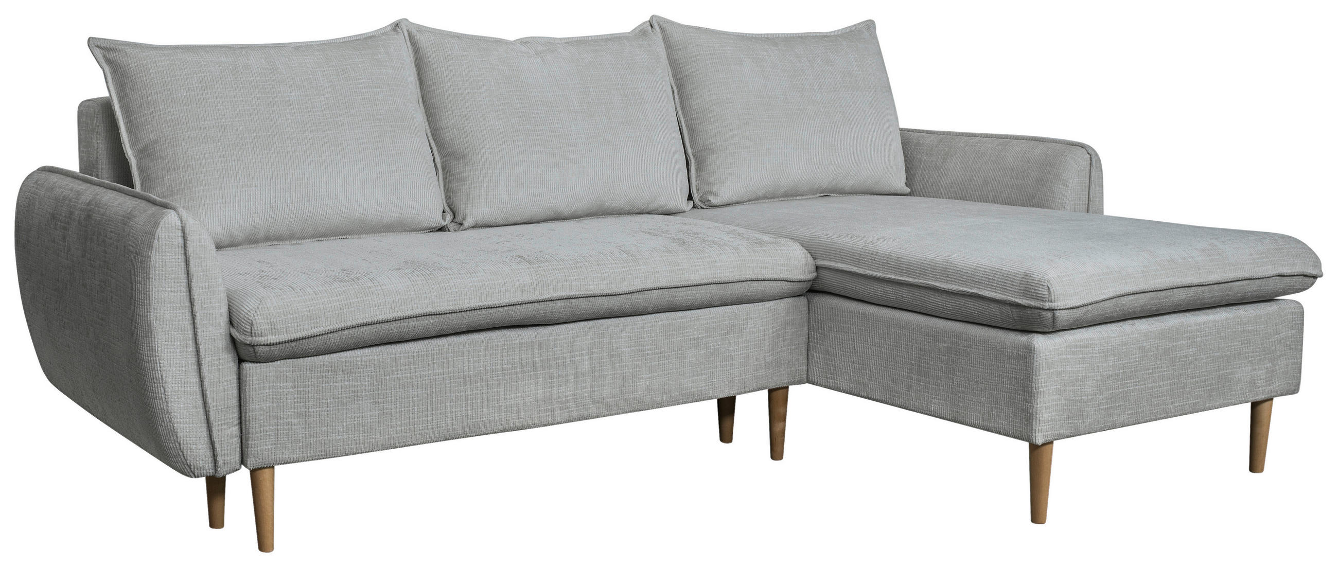 ECKSOFA Grau Chenille  - Buchefarben/Grau, KONVENTIONELL, Holz/Textil (244/163cm) - Carryhome