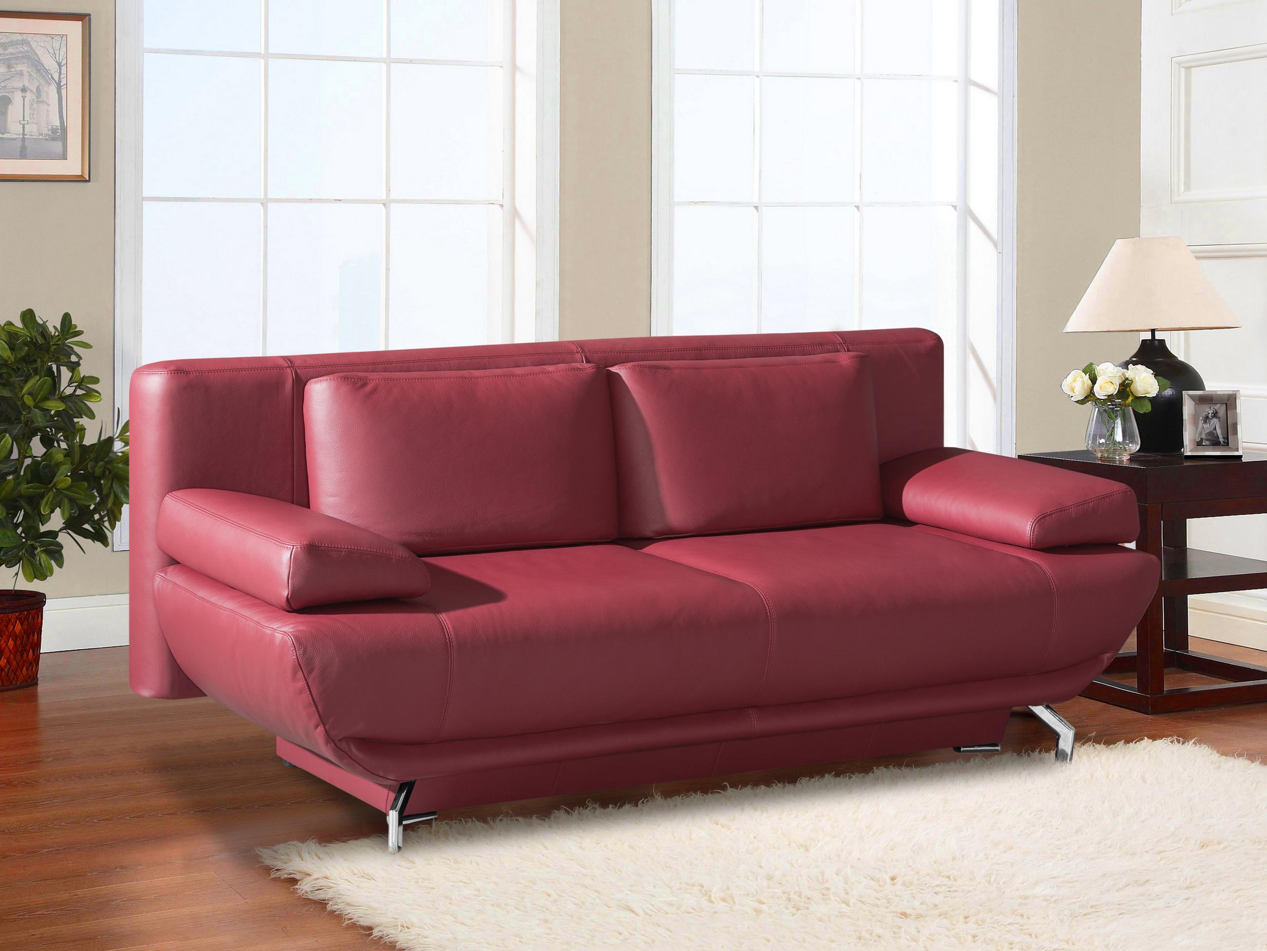 SCHLAFSOFA in Echtleder Dunkelgrau  - Chromfarben/Dunkelgrau, Design, Leder/Metall (210/87/97cm) - Dieter Knoll