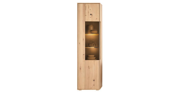 VITRINE in furniert, massiv Asteiche Eichefarben - Eichefarben/Schwarz, Natur, Glas/Holz (52/205/38cm) - Cantus