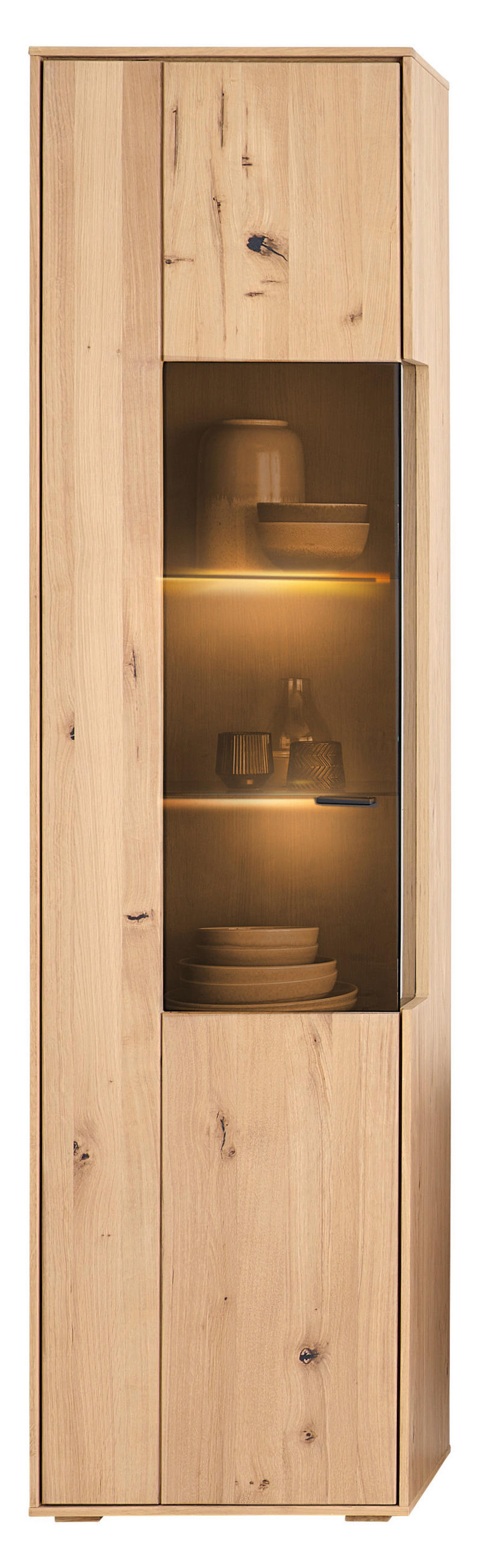 VITRINE Eichefarben  52/205/38 cm  - Eichefarben/Schwarz, Natur, Glas/Holz (52/205/38cm) - Cantus
