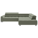 ECKSOFA in Cord Dunkelgrün  - Chromfarben/Dunkelgrün, KONVENTIONELL, Textil/Metall (311/219cm) - Hom`in