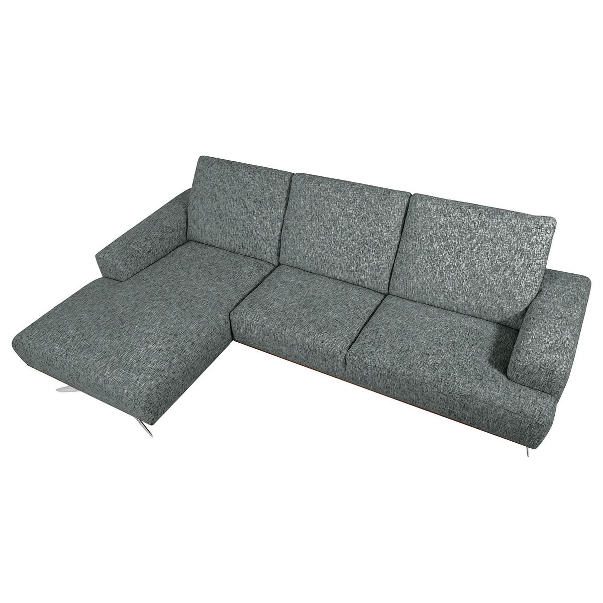 ECKSOFA PORTLAND Anthrazit Struktur Kopfteilverstellung  - Chromfarben/Dunkelbraun, Design, Holz/Textil (187/295cm) - Livetastic