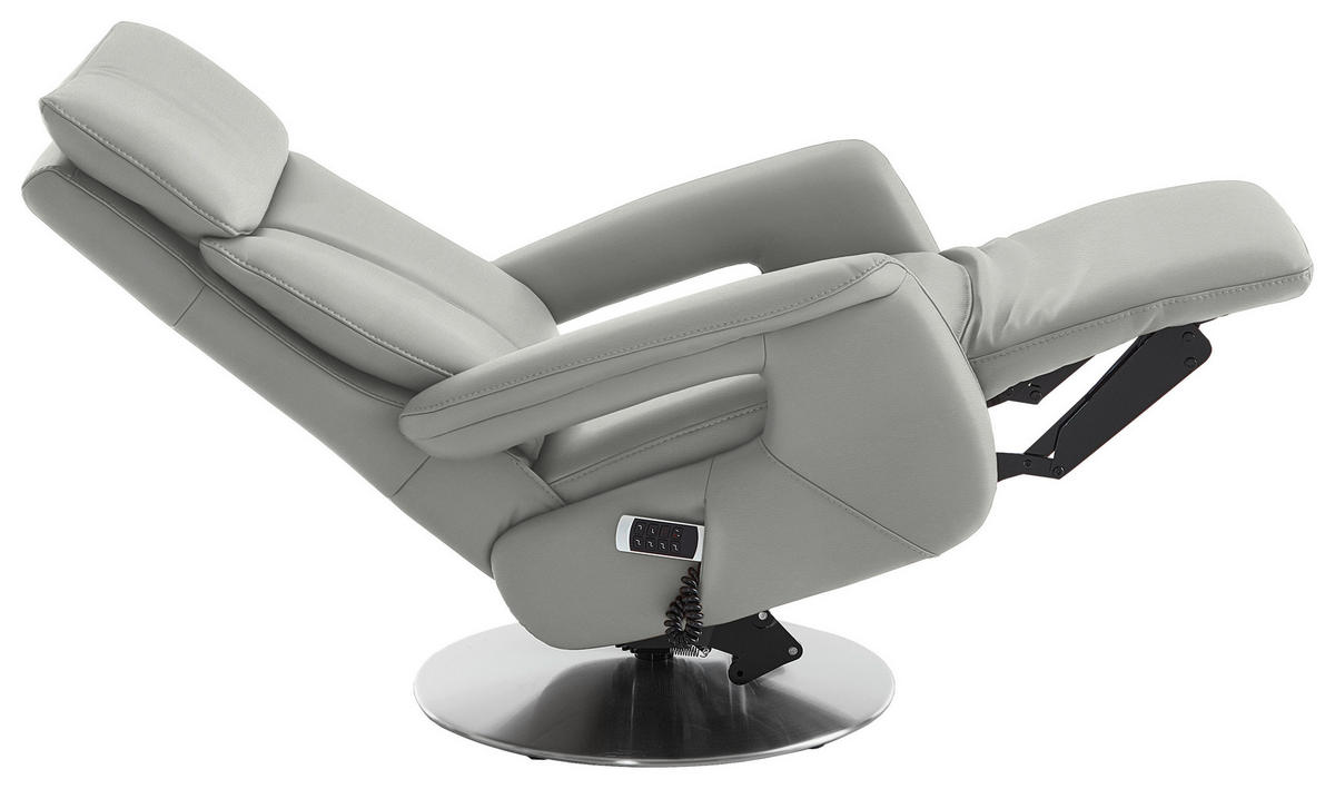 RELAXSESSEL in Leder Silberfarben  - Edelstahlfarben/Silberfarben, Design, Leder/Metall (78/112/85cm) - Cantus