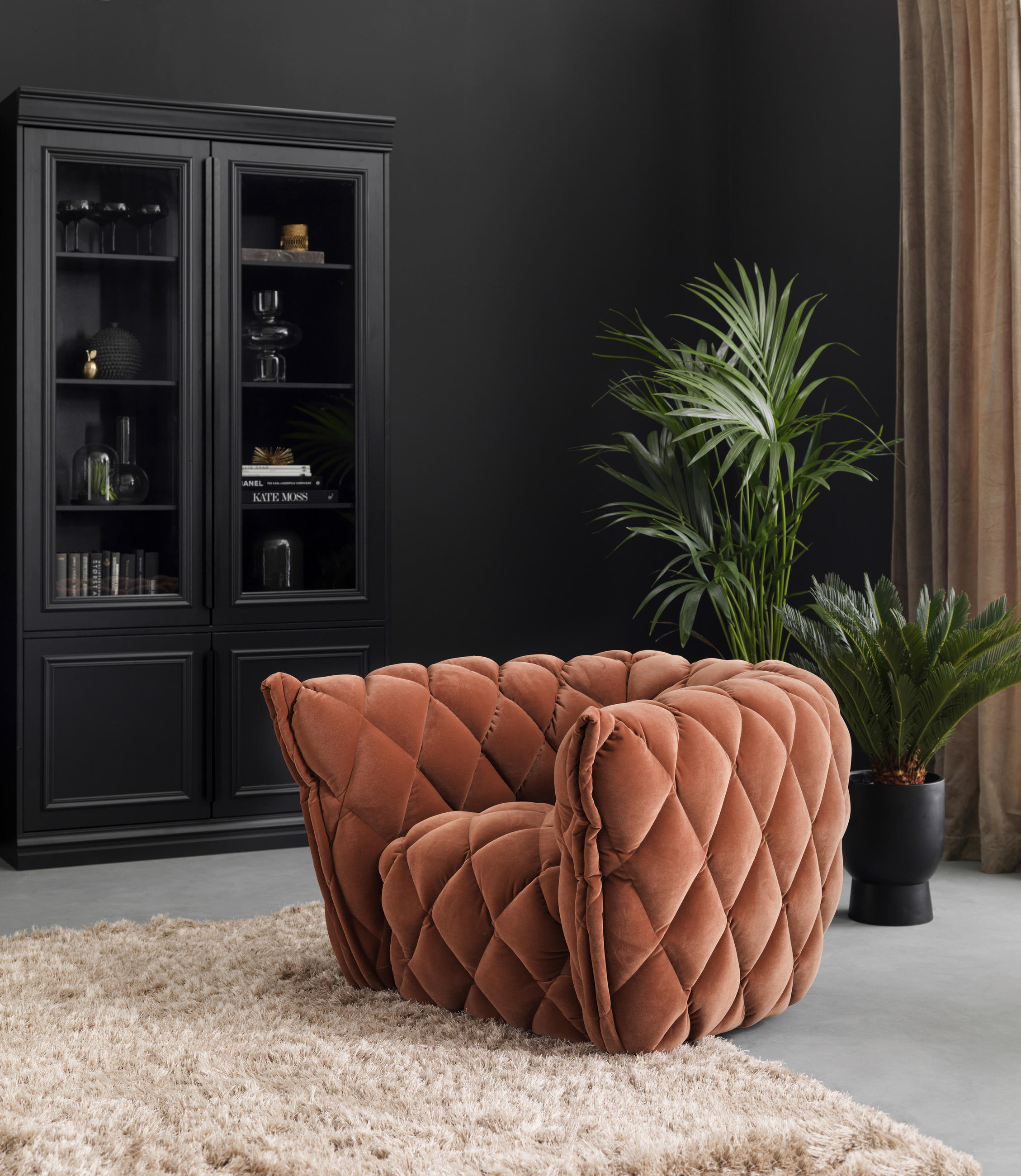 SESSEL Samt Hellgrau    - Hellgrau/Schwarz, Design, Holz/Textil (102/69/58cm)