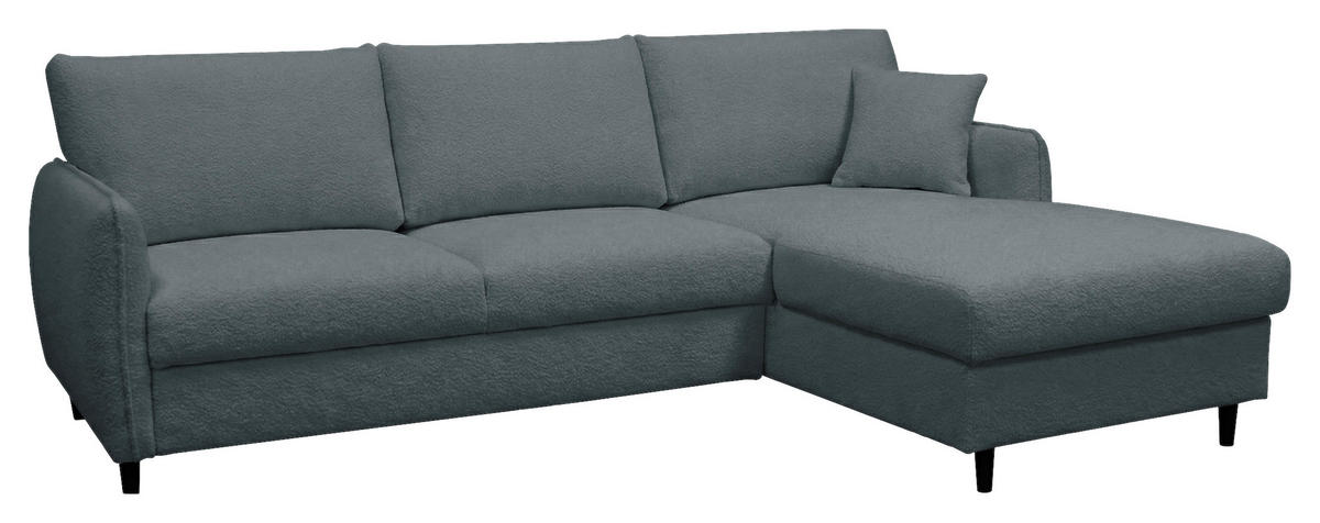ECKSOFA LAPIT Grau Chenille Zierkissen, Rückenkissen, Bettkasten  - Schwarz/Grau, Design, Holz/Textil (240/170cm) - MID.YOU