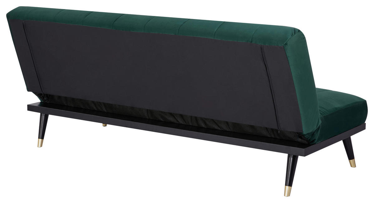 SCHLAFSOFA  in Velours Grün  - Schwarz/Grün, MODERN, Holz/Textil (181/82/83cm) - MID.YOU