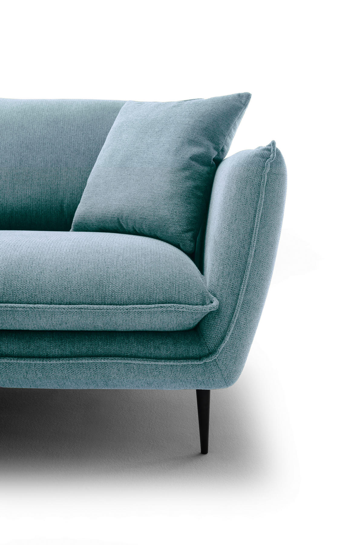 ECKSOFA Blaugrau Webstoff  - Blaugrau/Schwarz, KONVENTIONELL, Textil/Metall (196/304cm) - Hom`in