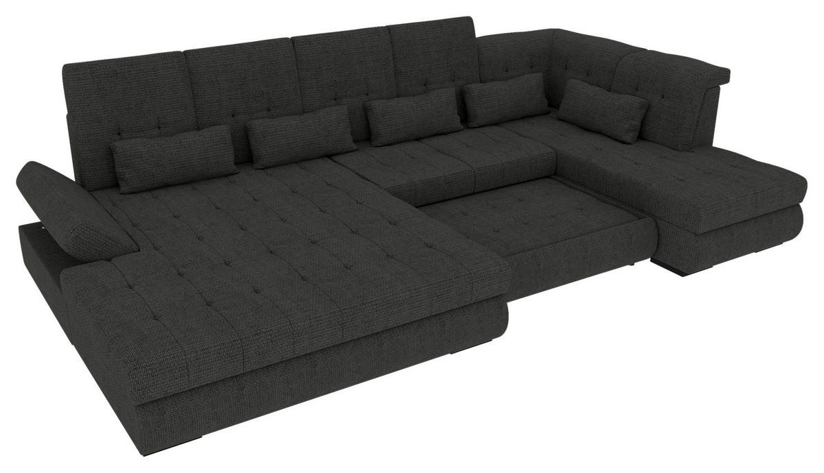 WOHNLANDSCHAFT Graphitfarben Struktur  - Schwarz/Graphitfarben, KONVENTIONELL, Kunststoff/Textil (212/358/222cm) - Carryhome