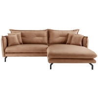 ECKSOFA Taupe Lederlook  - Taupe/Schwarz, MODERN, Textil/Metall (255/180cm) - Livetastic