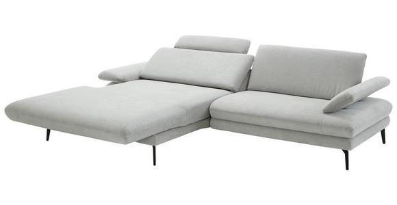 ECKSOFA in Chenille, Flachgewebe Silberfarben 180/284 cm - Silberfarben/Schwarz, Design, Textil/Metall (180/284cm) - Dieter Knoll