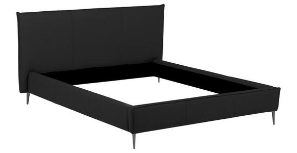 POLSTERBETT 140/200 cm,  in Schwarz, gepolstertes Kopfteil,  - Schwarzchrom/Schwarz, KONVENTIONELL, Leder/Metall (140/200cm) - Esposa