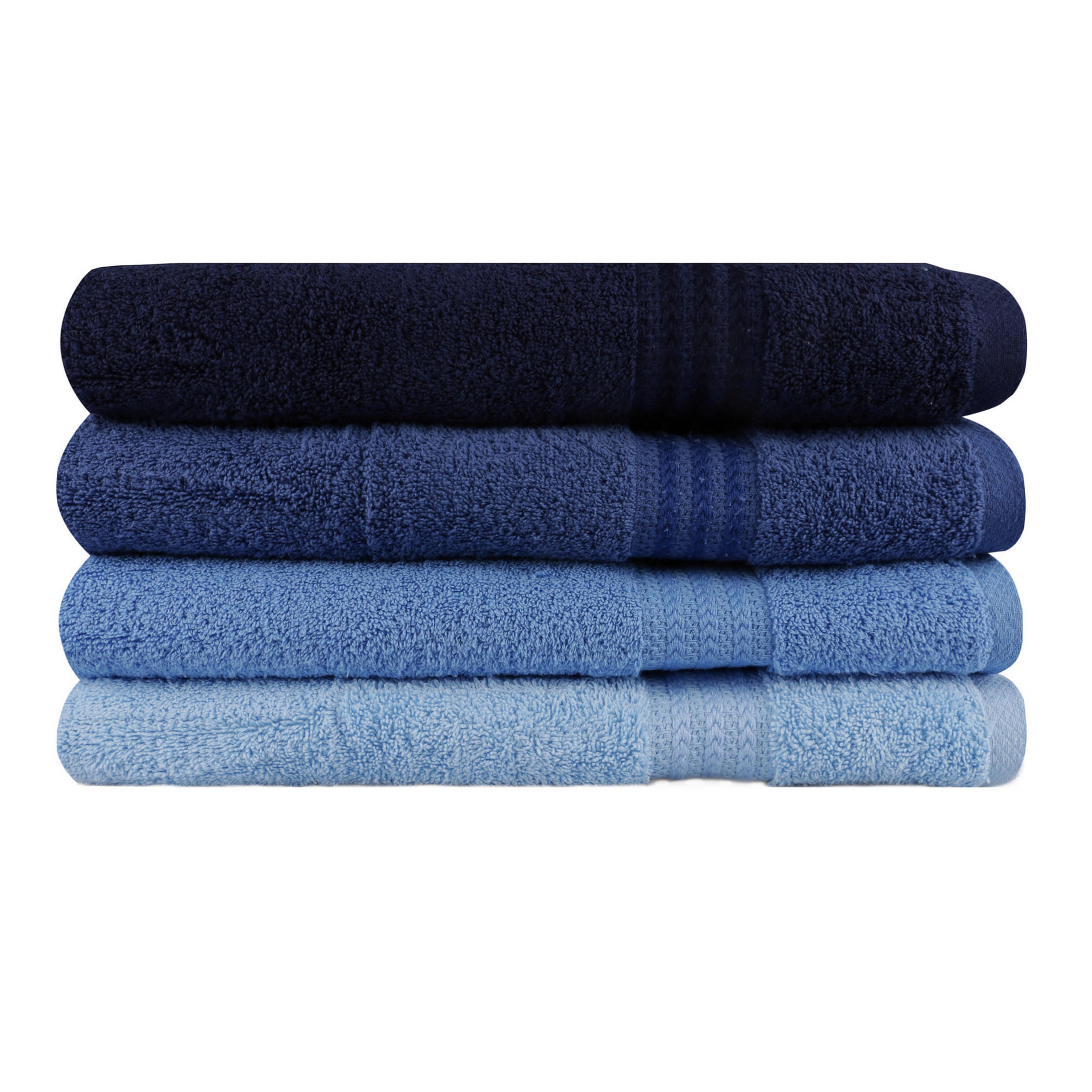 DUSCHTUCHSET Blau, Hellblau, Dunkelblau 4-teilig  - Blau/Dunkelblau, Basics, Textil (70/140cm)