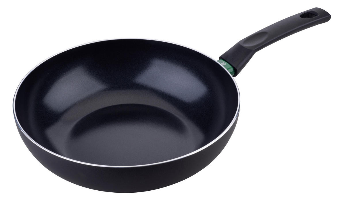 WOKPFANNE BIELEFELD Keramikbeschichtung 28 cm  - Schwarz/Grün, Basics, Metall (28cm) - Chefkoch+Fackelmann