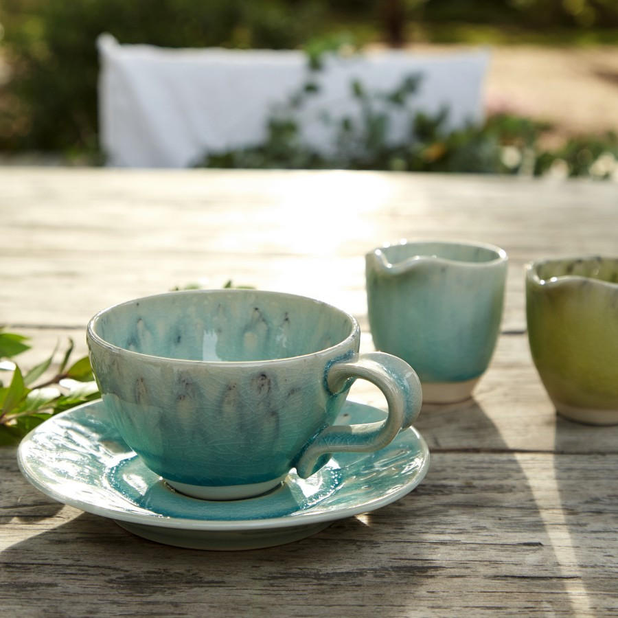 KAFFEETASSE MIT UNTERTASSE MADEIRA - Hellblau, Basics, Keramik (13.7/10.8/6.5cm) - Costa Nova